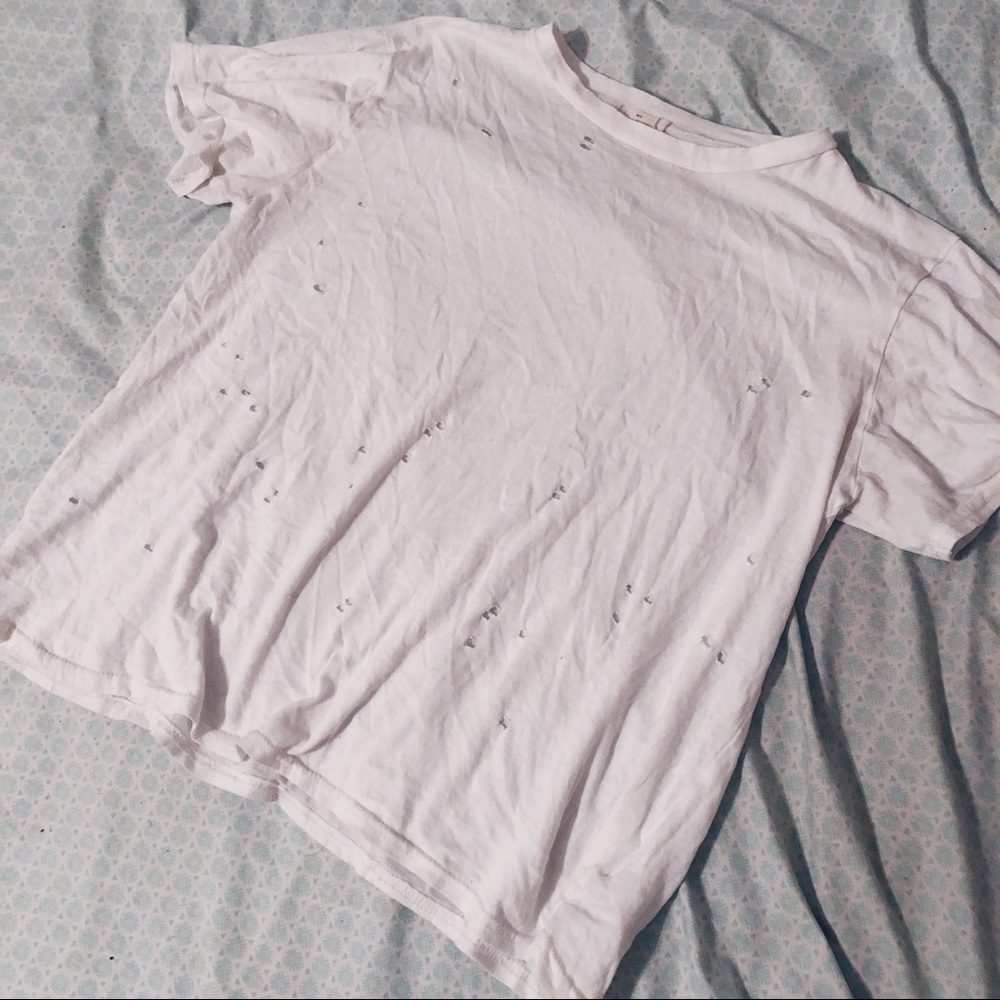 SOLD Distressed oversized white tee